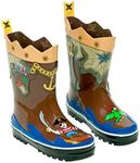 Kidorable Boys' Pirate Rain Boots, Brown, 1(young adult size)