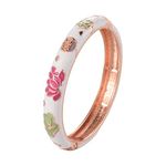 UJOY Womens Enamel Bangle Bracelets Lotus Design For Lady White