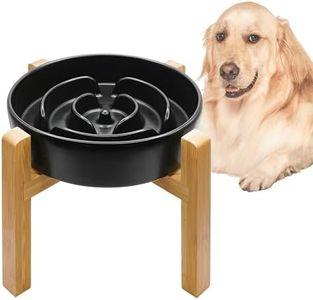 MOPANG Gamelle Anti-Gloutonie pour Chiens de Moyenne et Grande, Bols Surélevés en Céramique pour Slow-Feeder, Antidérapante Gamelle pour Chiens, Ø 21cm, 1000ml, Gris Foncé