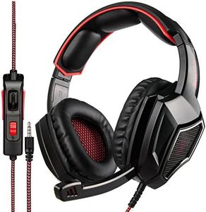 SADES SA920PLUS Stereo Gaming Headset for PS4, PC, Xbox One Controller, Noise Cancelling Over Ear Headphones with Mic, Bass Surround, Soft Memory Earmuffs for Laptop Mac Nintendo Switch(Black Red)