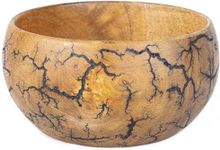 KPAVIR Fractal Burn Wood Bowl, Decorative Bowl Small, 6" Diameter x 3" Height, Single Bowl