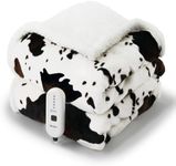 blunique Heated Throw Blanket Electric Blanket - Heating Blanket Throw with 5 Heat Levels & 4 Hours Auto-Off, Cozy Soft Fleece Sherpa Blanket, Washable, Fast Heating, 50 x 60 Inches, Cow Print