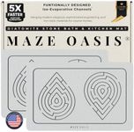 MAZE OASIS - 5X Faster Drying - Premium Bathroom Mat Set (2 Pack) [The Dry Home System] – Stone Bath Mats for Bathroom & Dish Drying Mat Stone – Non Slip Diatomaceous Earth – Zen Sterling