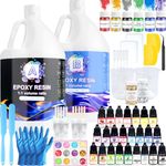 Ghguole Epoxy Resin Kits-7.6 L/2 Gallons Crystal Clear Epoxy Resin&Hardener for Beginners,Resin Starter Kit for DIY Art&Craft,Jewelry Making,Mold Casting,Table Top Coating,Wood,Gift