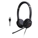 Yealink UH37 USB Headset with Microphone for PC Laptop - Headphones with Noise Cancelling Microphone for Computer,On-Ear Wired Office Call Center Headset Dual