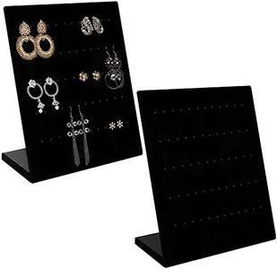 BELLE VOUS Expositor Pendientes Terciopelo Negro Organizador de Joyas (Pack de 2) Joyero Pendientes Forma de L con 60 Agujeros para 30 Pares de Pendientes – Muestre sus Aretes de Tacha y Colgantes
