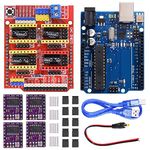 Youmile CNC Shield V3.0 Expansion Board Kit With Board for Arduino, 4PCS DRV8825 Stepper Motor Driver and Heatsink, 10PCS Jumper Cap, USB Cable For Engraving Machine