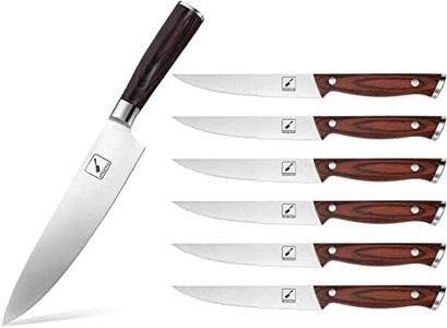 imarku Japanese Chef Knife and Steak Knives, 8 Inch Set of 6 with Ergonomic Handle and Gift Box, Ultra Sharp Knife
