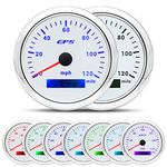 ARTILAURA GPS Speedometer 85mm 3-3/8" Boat GPS Speedometer Car 7 Color 120MPH Marine Gauge Waterproof 9-32V for AUTO Motorcycle Truck (White)