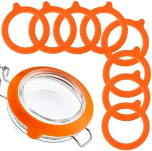 CoguZed 8 Pack 3.75 Inch Silicone Jar Gaskets & Rubber Seals for Glass Jars, Fido Jar Replacement Gaskets, Airtight Mason Jar Seals for Regular Mouth Locking Jars & Storage Canisters (Orange)