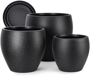 YNNICO Plant Pots 17.5/14.8/12.2 inch Set of 3, Flower Pots with Drainage Holes, Large Planters for Indoor Outdoor Garden Plants and Flowers. (Black)