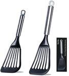 KSENDALO Flexible Slotted Spatula Turner Flipper Set - Silicone Coated Nylon Blade Fish Spatula, Light Weigthed but Sturdy Kitchen Tool for Nonstick Pan Cooking Eggs, Fish, Pancakes, and Omelettes