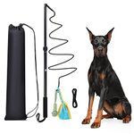 Flirt Pole Rope Dog Toy with Rope Ball and Chasing Tail Chewing Braided Cotton Rope Outdoor Interactive Tug Extendable Teaser Training Wand Pet Flirt Stick for Small Medium Large Dogs