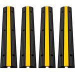 VEVOR 4 Pack of 1-Channel Rubber Cable Protector Ramps Heavy Duty 18000Lbs Load Capacity Cable Wire Cord Cover Ramp Speed Bump Driveway Hose Cable Ramp Protective Cover