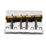 Musiclily Pro 19mm 4-String Bass Hardtail Bridge with Brass Saddles and Steel Plate, Chrome