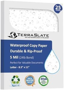 TerraSlate Premium Waterproof Paper, 5 MIL 8.5” x 11”, Laser Printer & Copy Machine Compatible, Durable & Rain/Weather-Proof Copy Paper, White (25 Sheets)