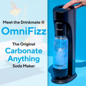 Drinkmate OmniFizz Sparkling Beverage Maker – Matte Black, 1L Bottle & CO2