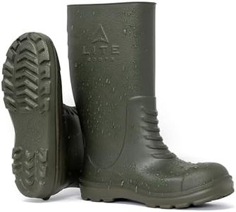 LITE BOOTS 100% Waterproof Rain Boots for Men | 16" Lightweight Non-Slip Rubber Shoes, 10 oz Each | Pull-On Fishing Shoes for Mud, Farm, Yard & Work | Perfect for Hunting, Outdoor Chores & Wet Weather