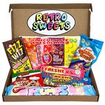 Retro Sweets Gift Box. Packed with Sweet. Hamper Letterbox Gift for Women, Men & Kids. Perfect Present for Get Well Soon, Birthday, Thank You, Fathers Day