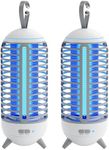 Cordless Bug Zapper Outdoor & Fly Zapper Indoor & Wireless Mosquito Zapper Portable Camping Bug Zapper Fly Trap 2500mAh Bug Zapper Electric Trap Ideal for Fly Traps (White 2 Pack)