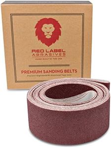 Red Label Abrasives 2 X 72 Inch Flexible Aluminum Oxide Multipurpose Sanding Belts for Woodworking, Leather, Rubber, Plastic, & Light Metal Working - 60, 80, 120, 220, 320, 400 Grit 6 Pack Assortment