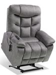 EONIX Oversized Power Lift Recliner Chair for Elderly, Dual Motor Lay Flat Recliner Chair, Electric Lift Chair Recliner with Heat & Massage, 400lbs Big Recliner Chair Oversized, Grey