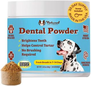 Natural Dog Company Dental Powder for Dogs – Freshens Breath & Helps Reduce Plaque & Tartar, Natural No-Brushing Canine Oral Health Postbiotic Supplement, Vet Formulated, Made in USA, 30-Day Supply