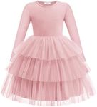 Arshiner Toddler Girls Tutu Dresses Long Sleeve Pink Valentine's Day Cute Party Tulle Dress 3 Years