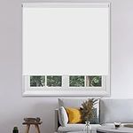 Kokorona Cordless Roller Shades Blackout Roller Blinds for Windows, Free-Stop Window Shades Thermal Insulated UV Protection Fabric Privacy Saving Energy Roller Shades for Home, White, 37" W X 72" H