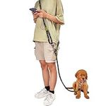 Hands Free Dog lead 7.5ft Rope Crossbody Dog Leash Reflective for Large Medium Small Dogs Walking, Jogging and Running (Black, A Dog)