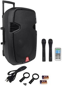 Rockville RAM15BT 15" Professional Active/Powered DJ/PAB Speaker with Built-in Bluetooth, 2 Wireless Microphones, an LCD Display, and a Built-in Rechargeable Battery for Portability