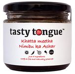 tasty tongue - Homemade Khatta Meetha Nimbu ka Achar (Aged Lemon Pickle), Traditional, 100% Oil Free & Add No preservatives, Certified | 350 GMS Glass Jar