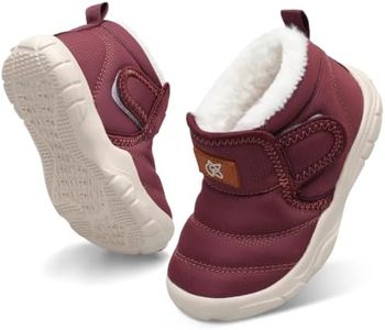 QFH Baby Snow Boots Faux Fur Booties Wine Red 7 Toddler