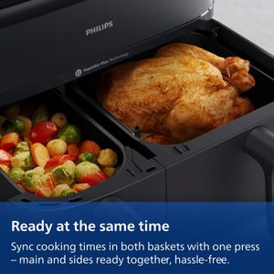 Philips Dual Basket Airfryer 3000 Series, 9L – 2 Drawer, Rapid Air, Breakfast Kit