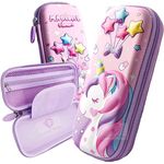 FAMOUS QUALITY Ethylene Vinyl Acetate (Eva) 3D Stylish Unicorn Cover Pencil Compass With Compartments School Supply Organizer For Student, Stationery Box, Cosmetic Zip Pouch Bag - (Multicolor)