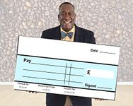 Blank Paper Presentation Charity Large Cheque Check 60cm x 30cm for Photoshoots Gloss Laminated use with Write and Wipe Pen C3