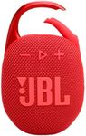 JBL Clip 5 - Ultra-Portable, Waterproof and Dustproof Bluetooth Speaker, Integrated Carabiner, Up to 12 Hours of Play, Made in Part with Recycled Materials (Red)