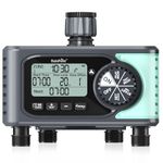 RAINPOINT 4-Outlet Water Timer, 4 Zone Programmable Automatic Irrigation Hose Timer with Rain Delay/Manual Mode, for Garden Lawn and Drip Irrigation