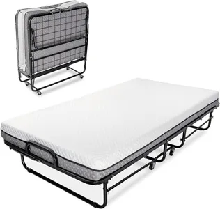 Milliard Deluxe Diplomat Folding Bed with Mattress for Adults, Twin Size, Portable Foldable Bed with Luxurious Memory Foam Mattress & Super Strong Frame, 75” x 38", Fold Up, Roll Away, & Hideaway