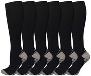 Towintec Compression Socks for Women and Men - 15-25 mmhg 3Pairs Comfort Support Circulation Knee High Dress Pressure Sock for Running Sport Medical Nursing Athletic Cycling(Black/Black/Black,L-XL)