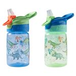 Nuby Incredible Gulp Water Bottle - No Spill Active Toddler Sippy Cup | 360ml / 12oz | Carry Handle | Dishwasher and Microwave Safe | Suitable Beaker for 18 Months Plus (Jurassic, Pack of 2)