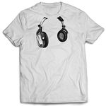 lepni.me Mens T-Shirt DJ Gift for Music Lovers Retro Music Electronics Headphone Print (XL White Multi Color)