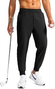 G Gradual Men's Golf Joggers Pants with Zipper Pockets Stretch Sweatpants Slim Fit Track Pants Joggers for Men Work Running, Black, Large