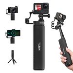 TELESIN Power Grip 35.4"/90cm Extension Selfie Stick Handler Compatible for Go Pro 12 11 10 9 Insta360 DJI Action Canon Sony iPhone Android Water-Proof Large Capacity Battery Charger Weight 400g