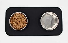 The Pets Company Stainless Steel Food and Water Dog Bowls with Silicon Mat, Anti Spill Anti Skid Dog Feeder with 2 Bowls, 520 Ml