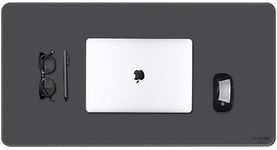 V-CUBE Designs Premium Vegan Leather Desk Mat 75X40cm 2.4mm Thick&Padded|Laptop Mat/Extended Mouse Pad/Stitched, Reversible, Sturdy Deskspread | High Tear/Peel Strength|Anti-Slip,Splash-Proof| Grey