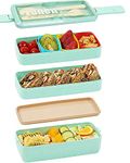 Meider Upgrade Bento Lunch Box, Reusable Bento Box for Kids and Adults, Meal Prep Containers with Fork and Spoon(1000ml,Green)