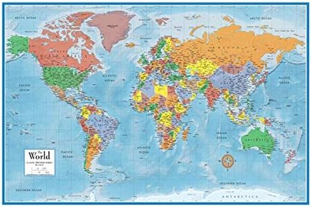 24x36 World Classic Elite Wall Map Mural Poster Laminated