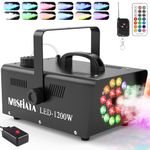 MOSFiATA Fog Machine with 18 RGB LED Lights Effect, 1200W Smoke Machine, 2300CFM Fog with 1 Wire Receiver and 2 Wireless Remote Controls, Perfect for Wedding, Halloween, Party and Stage Effect