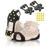 Xproutdoor Ice Cleats Snow Grips, Non-Slip Traction Crampons 10 Steel Studs with Extra 20 Replacement Studs, for Shoes/Boots, Snow Ice Walking, Medium